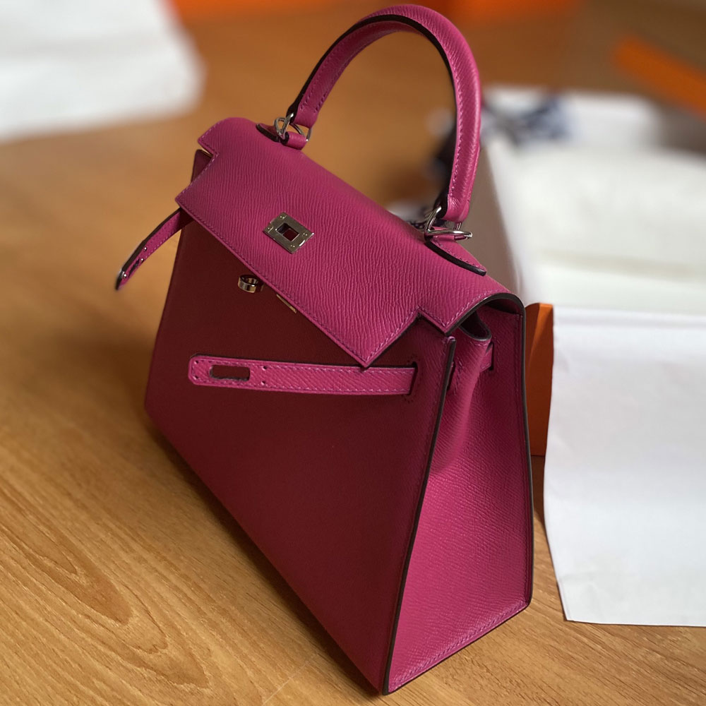 Hermes 25cm Kelly Sellier in Rose Epsom Palladium: Image 3