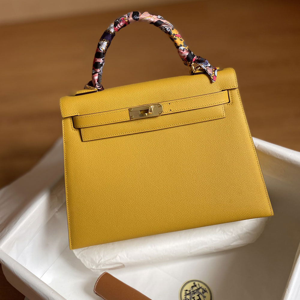 Hermes 25cm Kelly Sellier Jaune Amber 9D Epsom H027629C005: Image 1