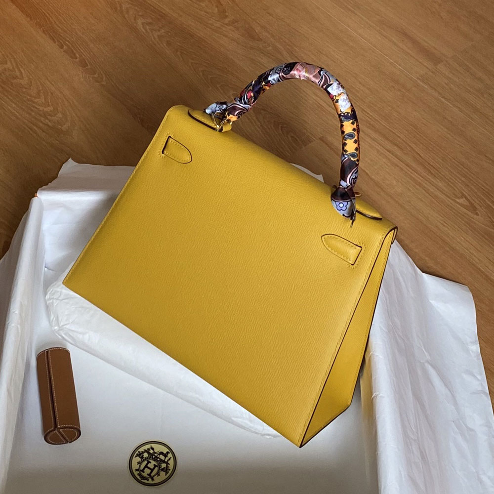 Hermes 25cm Kelly Sellier Jaune Amber 9D Epsom H027629C005: Image 3