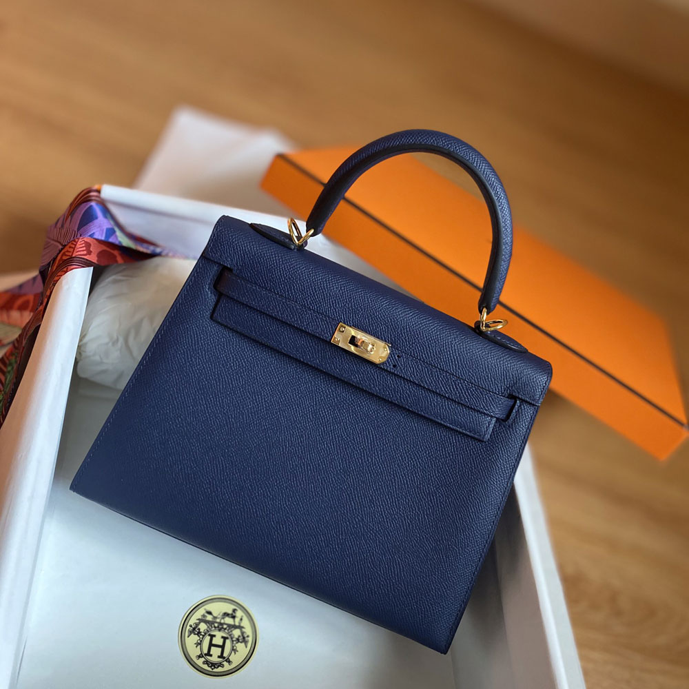 Hermes 25cm Kelly Sellier Blue Saphir CK73 Epsom H027629CK73: Image 1