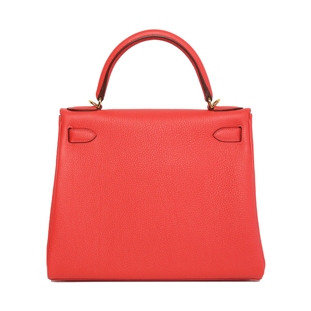 Hermes Kelly Rouge Pivoine 28cm Togo Gold H027630CAS5: Image 2