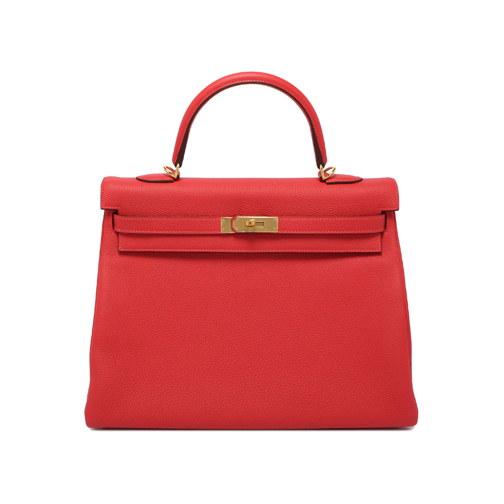 Hermes Kelly Rouge Pivoine Togo Gold H027631CAS5: Image 1