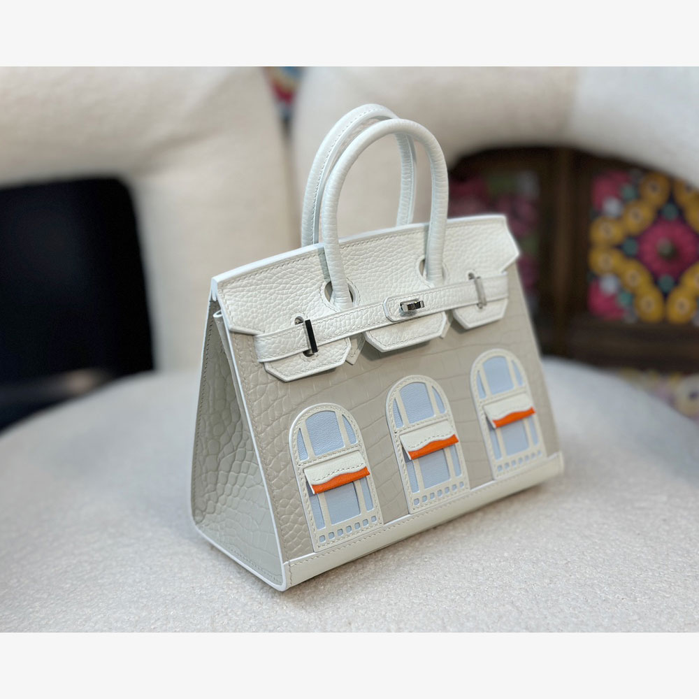 Hermes 20CM Sac Birkin Faubourg crocodile in White: Image 2