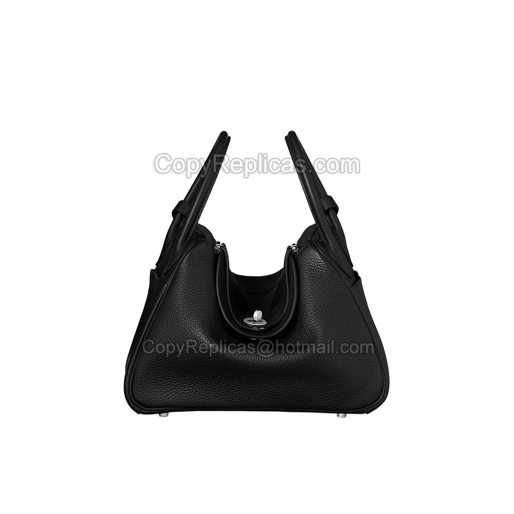 Hermes Lindy 30 Black taurillon clemence calfskin H050161CK89: Image 3