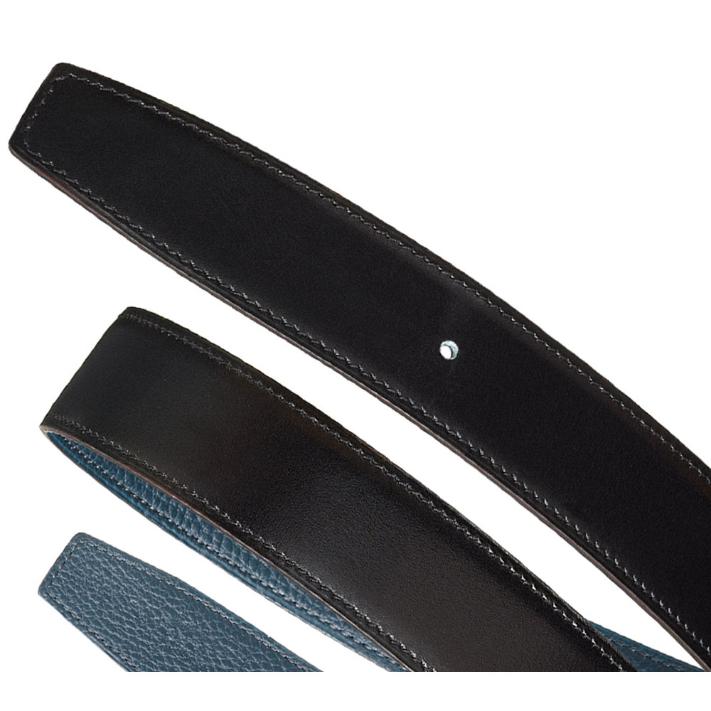 Hermes 32mm mens leather strap in black Prussian blue box togo calfskin H066075CAAG: Image 1