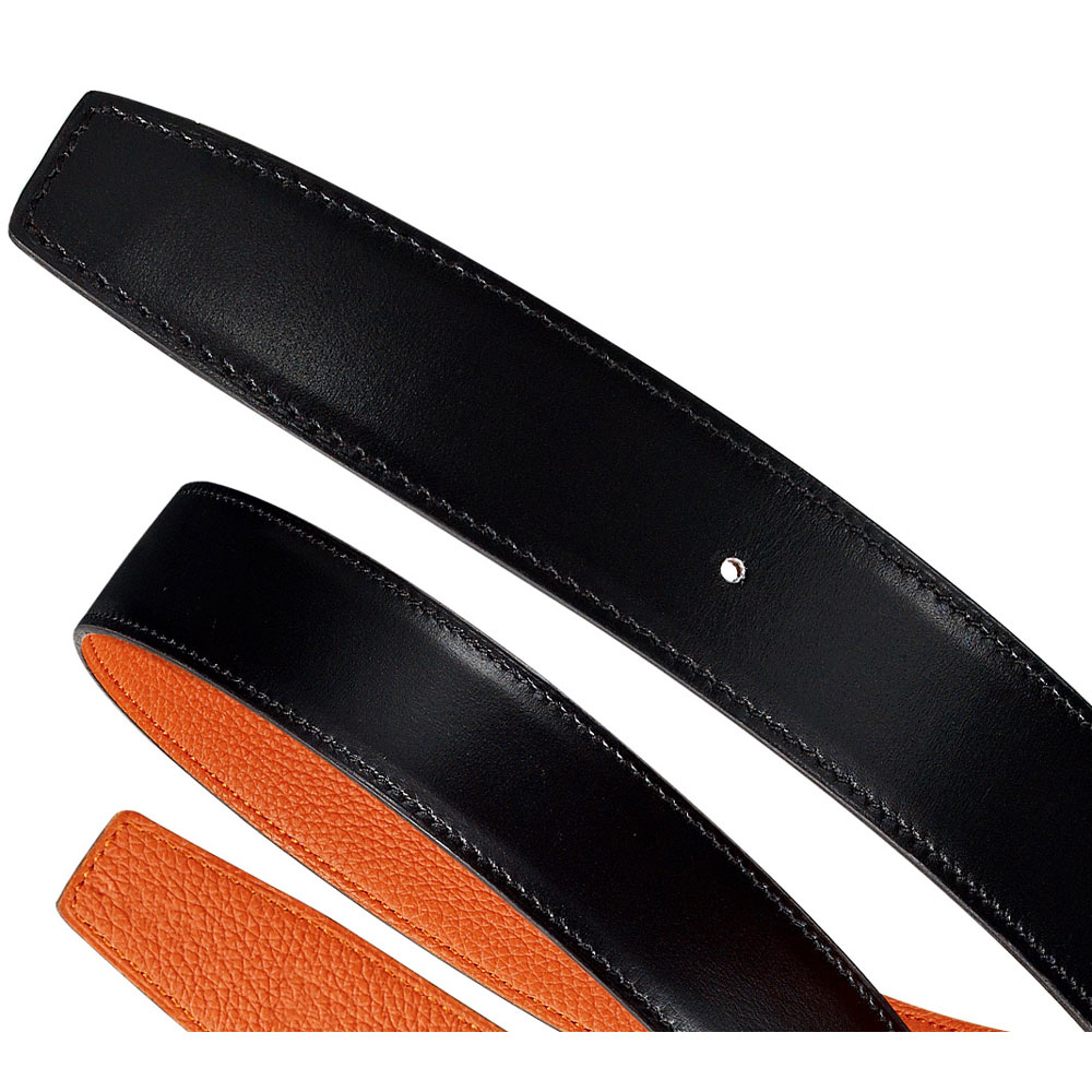 Hermes 32mm mens leather strap in black orange box togo calfskin H066075CAAH: Image 1