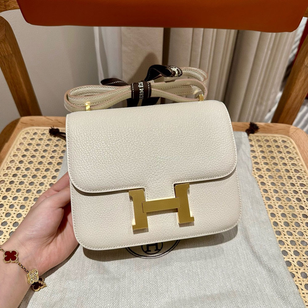 Hermes Constance III Mini Bag in White Chever H082214CC01: Image 1