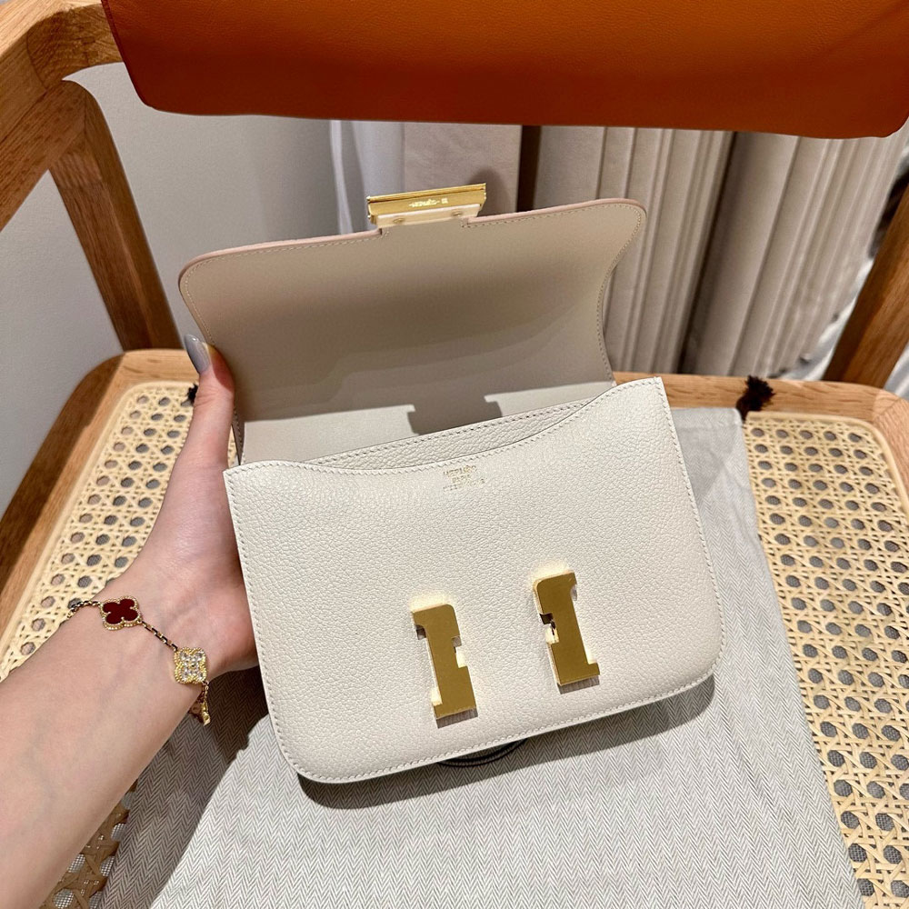 Hermes Constance III Mini Bag in White Chever H082214CC01: Image 3