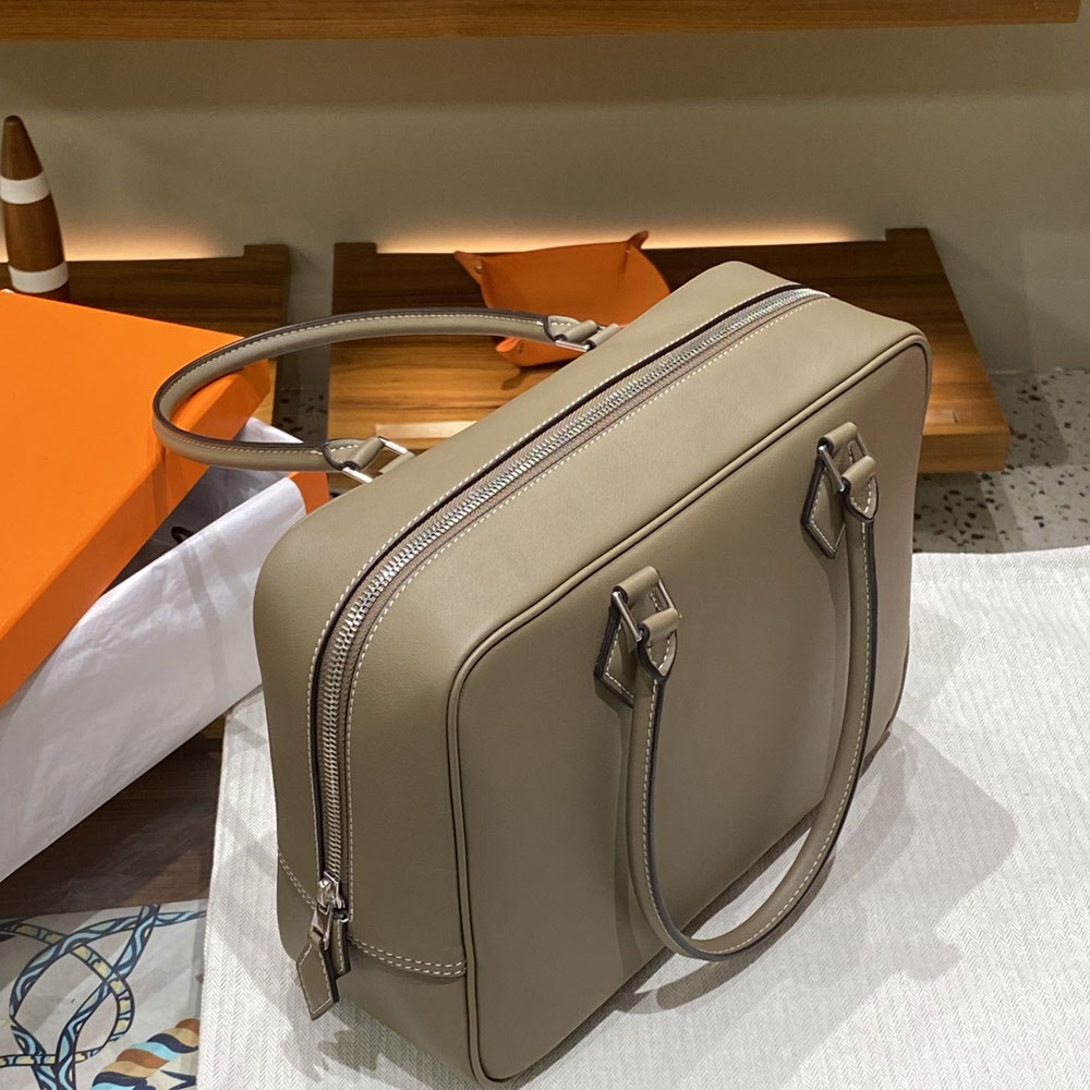 Hermes Plume 28 Bag Grey Swift H083082C004: Image 3