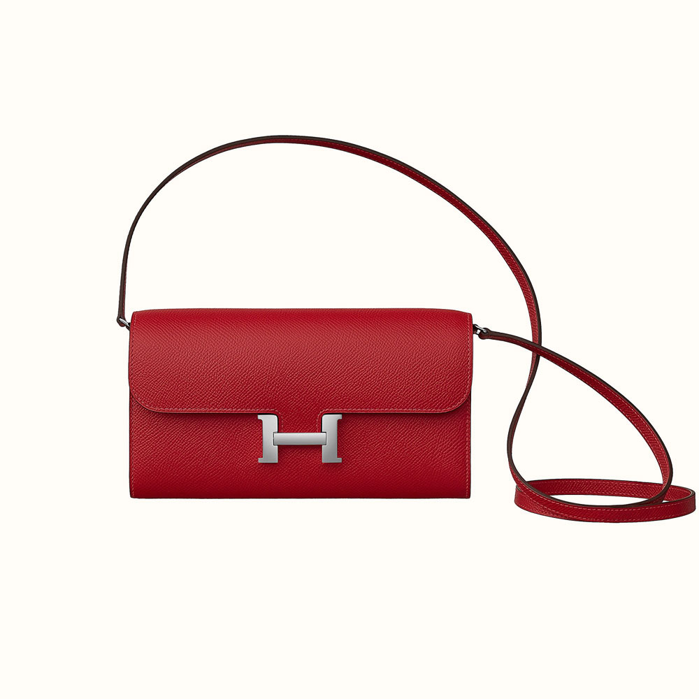 Hermes Constance Long To Go Wallet in Red Epsom H084273CK02: Image 1