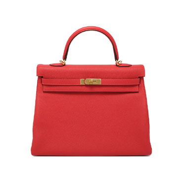 Hermes Kelly Rouge Pivoine Togo Gold H027631CAS5