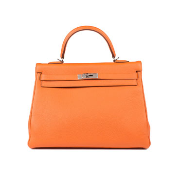 Hermes Kelly Bag Orange 35cm Clemence Palladium H027631CO93