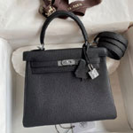 Hermes Kelly Retourne 25CM Clemence Palladium H027621CK49