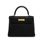 Hermes Kelly Black Clemence Gold H027630CQ89