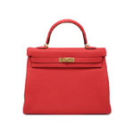 Hermes Kelly Rouge Pivoine Togo Gold H027631CAS5