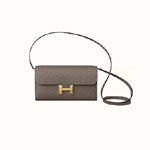 Hermes Constance Long To Go Wallet in Grey Epsom H084273CK04