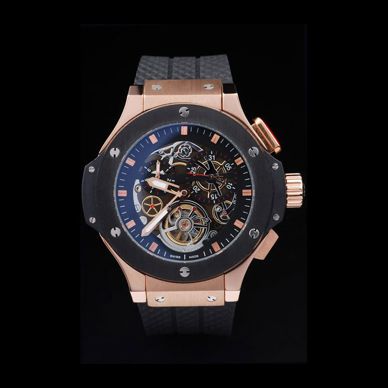 Hublot King Power Tourbillon Black Strap Gold Dial HB6258: Image 1