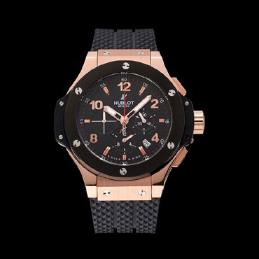 Hublot Big Bang King Black Strap Gold Dial Watch HB6224