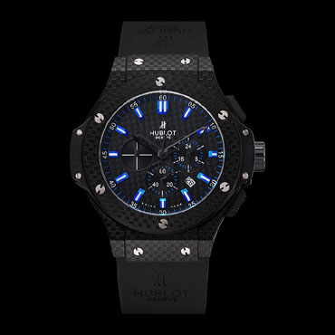 Hublot Big Bang Carbon Dial With Blue Markings Carbon Case And Bezel Black Rubber Strap HB6238