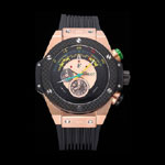 Hublot Big Bang Unico Bi-Retrograde Chrono King Gold Case Black Rubber Strap HB6223