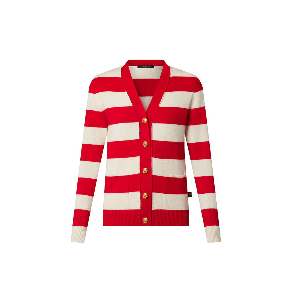 Louis Vuitton Chunky Stripes Cardigan Red 1ABCMD: Image 1