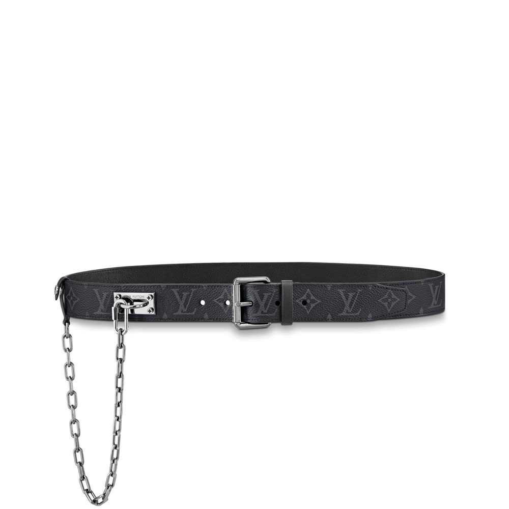 LV Signature Chain 35mm Belt Monogram Eclipse Canvas M0179T: Image 1