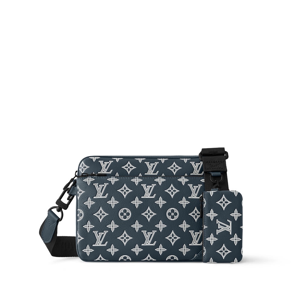 Louis Vuitton Trio Messenger Bag Monogram Shadow Blue M24753: Image 1