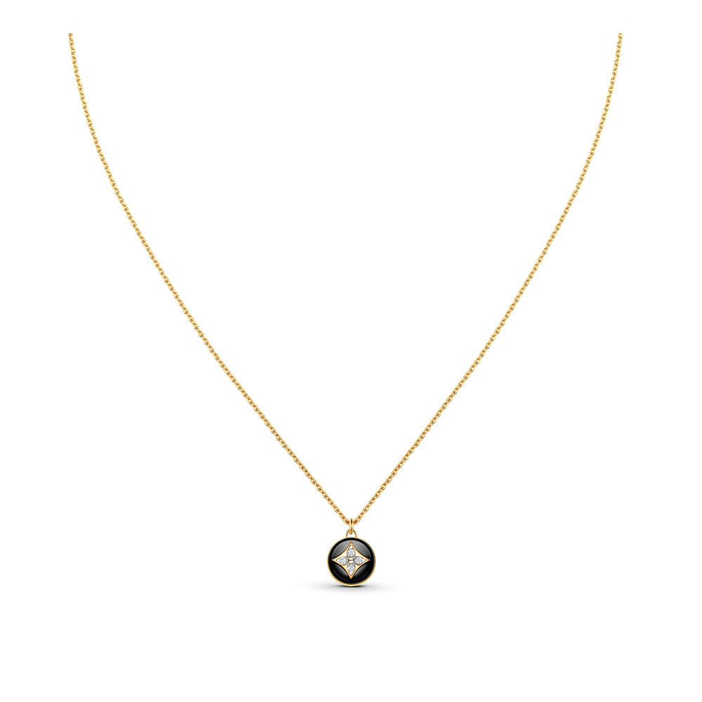 Louis Vuitton B Blossom Pendant Yellow Gold White Gold Onyx Q93758: Image 1