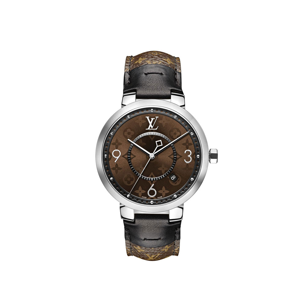 Louis Vuitton Tambour Slim Monogram Macassar 39 QBBB25: Image 1