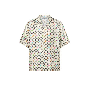 Louis Vuitton Monogram Printed Short-Sleeved Silk Shirt 1AFQ26