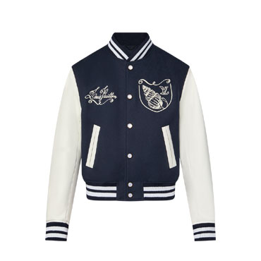 Louis Vuitton Calfskin Varsity Jacket Blue 1AFQMK