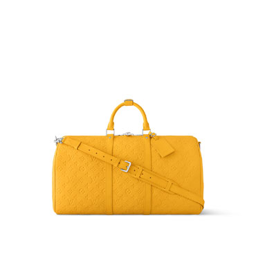 LV Keepall Bandouliere 50 Bag in Monogram Taurillon Yellow M23748