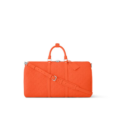 LV Keepall Bandouliere 50 Bag in Monogram Taurillon Orange M23749