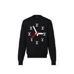 Louis Vuitton Black Clock Intarsia Pullover Sweater 1AA4HM