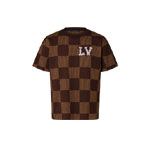 Short-Sleeved Cotton Damier Crewneck Crystal LV Patch 1AFIUS