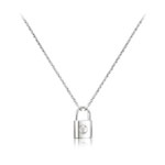 Louis Vuitton Sterling Silver Lock Pendant Necklace Q93559