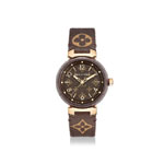 Louis Vuitton Tambour Monogram Quartz 34mm Steel Rose Gold QBB166