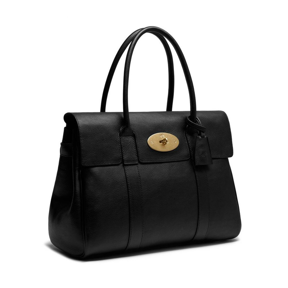 Mulberry Bayswater in Black Natural Leather With Brass HH5988 342A217: Image 3