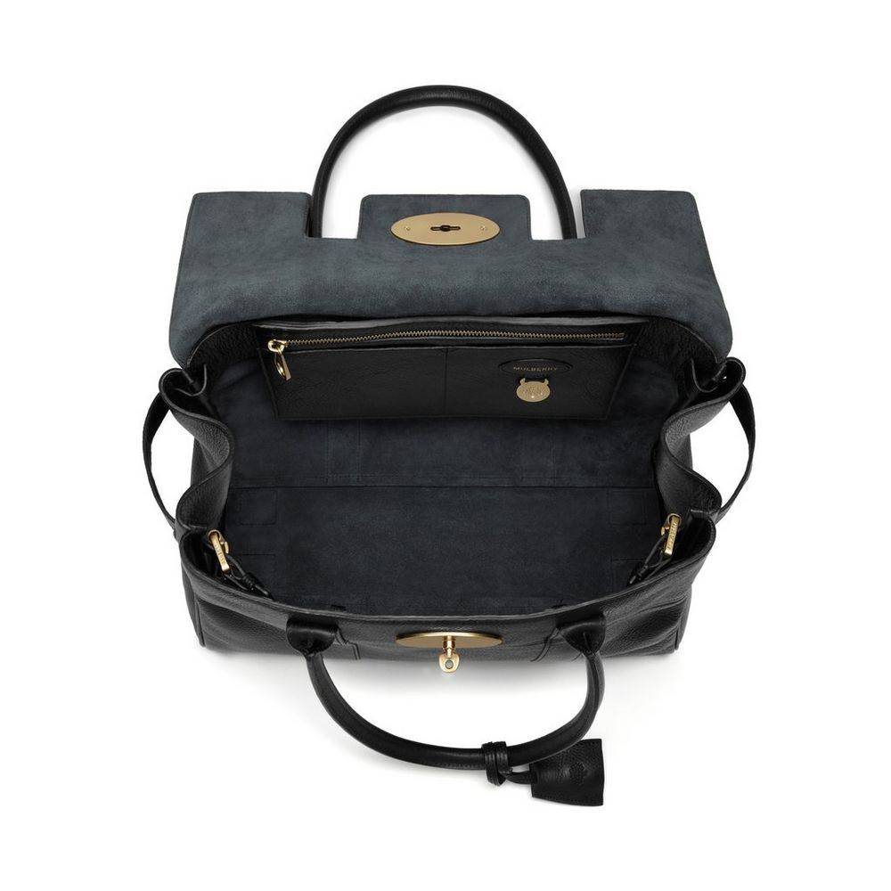 Mulberry Bayswater in Black Natural Leather With Brass HH5988 342A217: Image 4