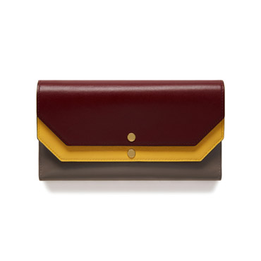 Mulberry Multiflap Wallet in Sunflower Clay Crimson Smooth Calf RL4978 353Z642