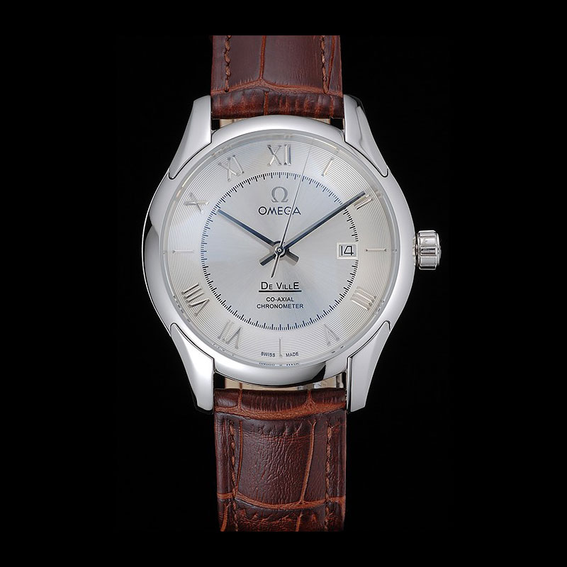 Omega DeVille Silver Dial Stainless Steel Case Brown Leather Strap OMG6431: Image 1