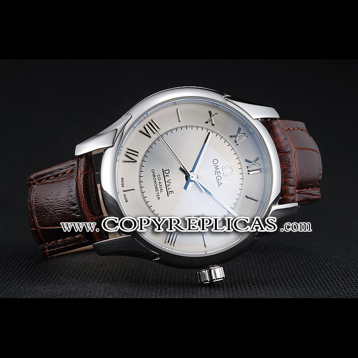 Omega DeVille Silver Dial Stainless Steel Case Brown Leather Strap OMG6431: Image 2