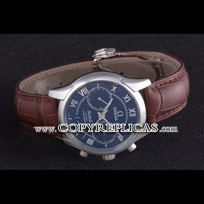 Omega DeVille Silver Bezel with Grey Dial and Brown Leather Strap OMG6446: Image 2