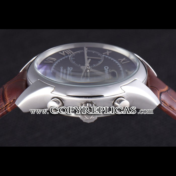 Omega DeVille Silver Bezel with Grey Dial and Brown Leather Strap OMG6446: Image 3