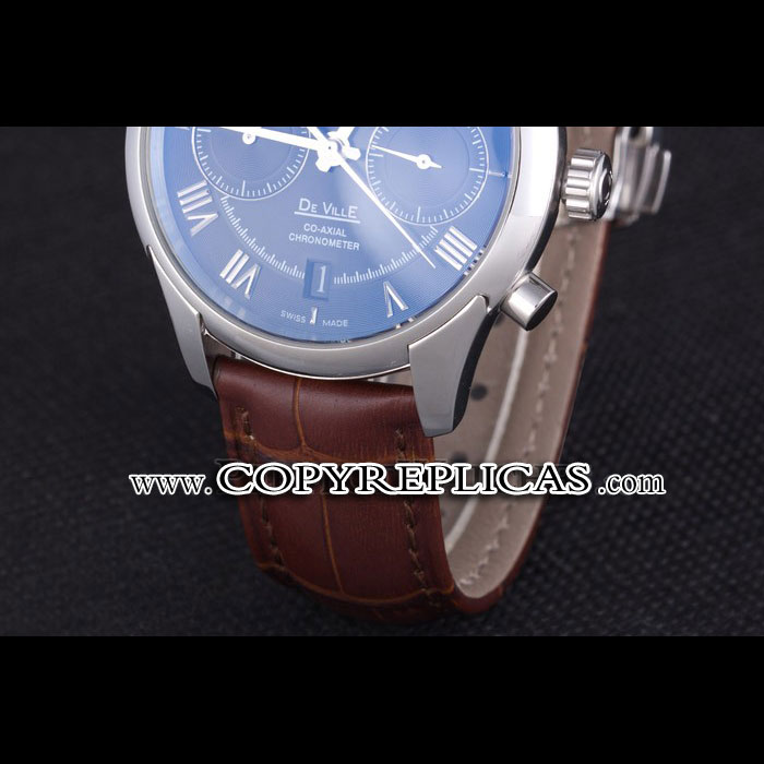 Omega DeVille Silver Bezel with Grey Dial and Brown Leather Strap OMG6446: Image 4