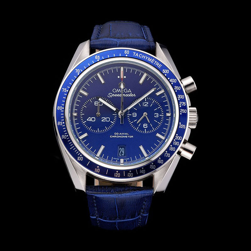 Omega Speedmaster Blue Dial Stainless Steel Case Blue Leather Strap OMG6454: Image 1