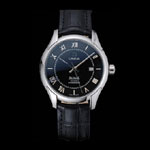 Omega DeVille Black Dial Stainless Steel Case Black Leather Strap OMG6440