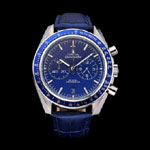 Omega Speedmaster Blue Dial Stainless Steel Case Blue Leather Strap OMG6454