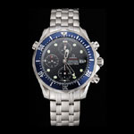 Swiss Omega Seamaster Chronograph 300m Blue Dial Blue Bezel Stainless Steel Case OMG6478