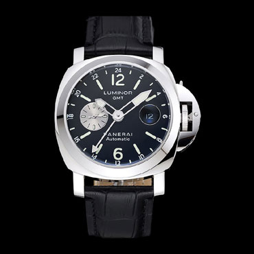 Panerai Luminor Gmt Black Dial Black Leather Bracelet PAM6493